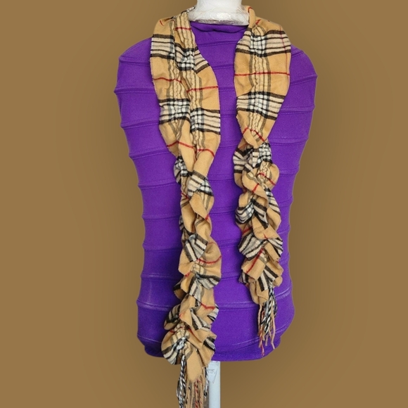 Lord & Taylor Womens Tan Plaid Scarf - Picture 2 of 12